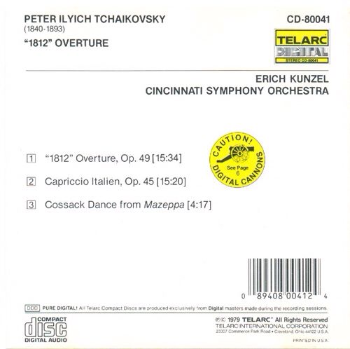 Tchaikovsky 1812 Overture - CPO - KUNZEL (CD) music collectible [Barcode 089408054129] - Main Image 2