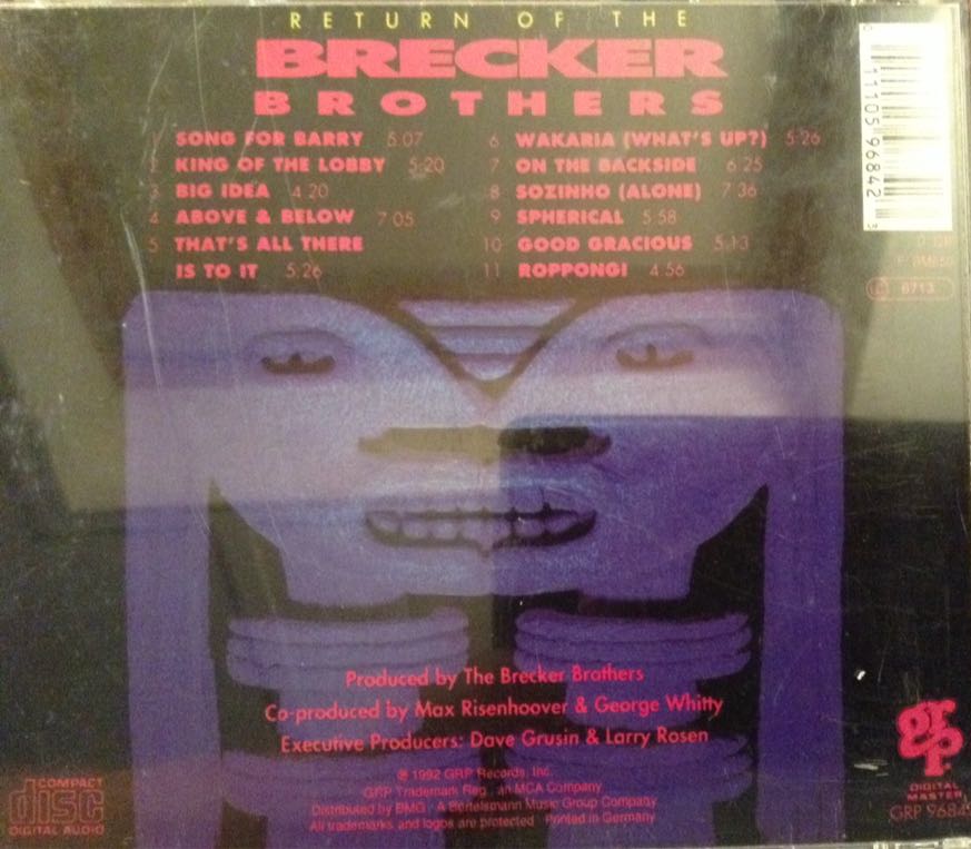 Return Of The Brecker Brothers - Brecker Brothers (CD) music collectible [Barcode 011105968423] - Main Image 2