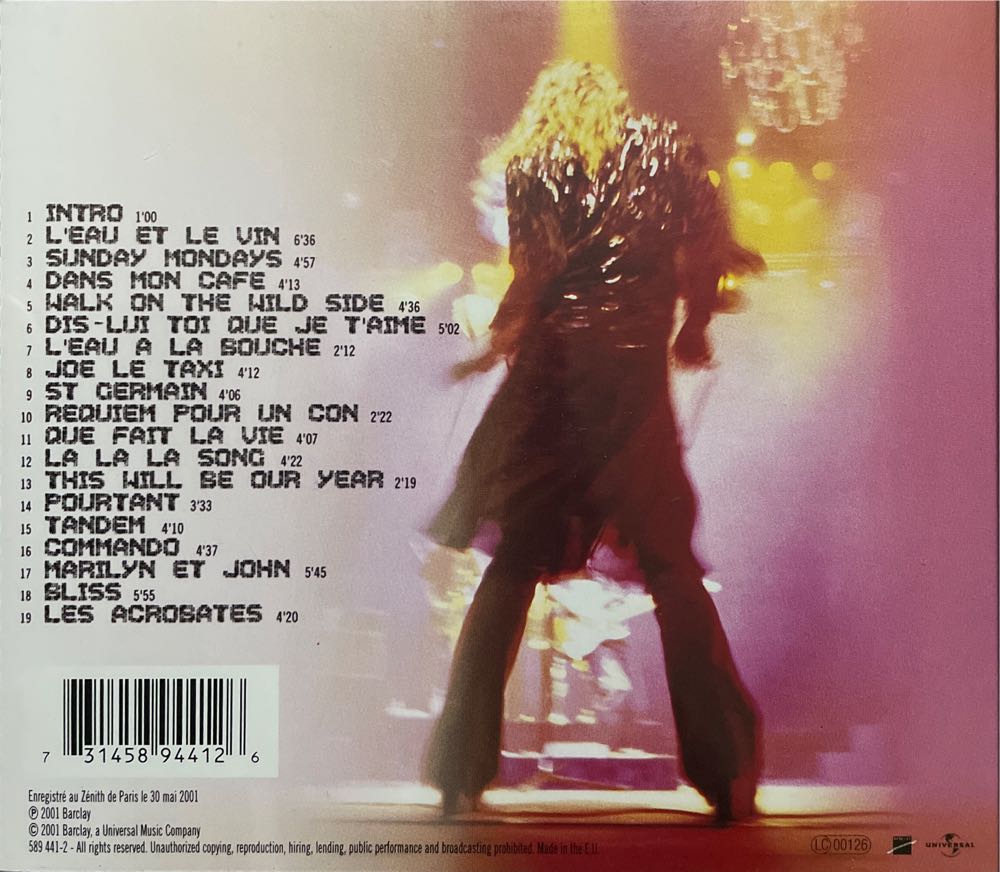 Au Zenith - Vanessa Paradis (CD - 78) music collectible [Barcode 731458944126] - Main Image 2