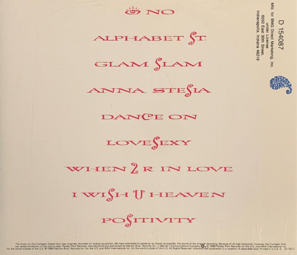 Lovesexy - Prince (CD) music collectible [Barcode 07599257202] - Main Image 2