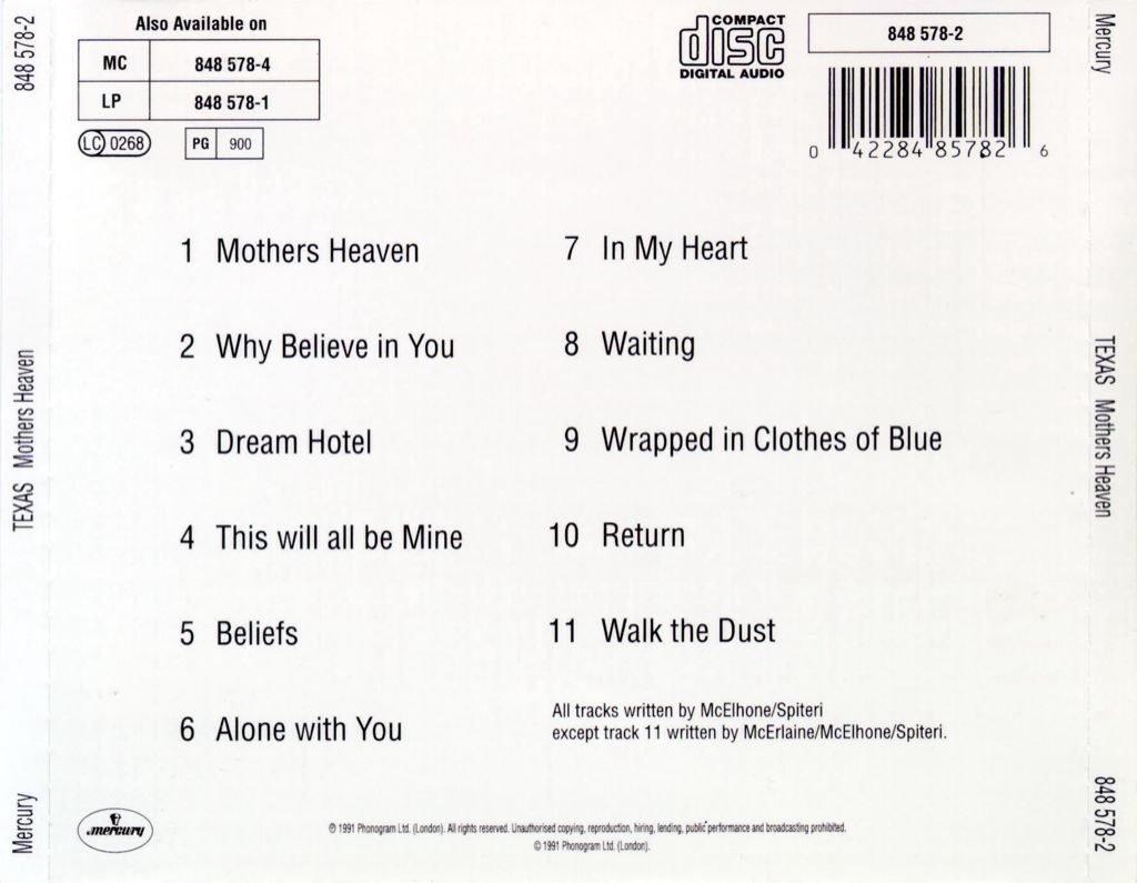 Mothers Heaven - Texas (CD - 48) music collectible [Barcode 042284857826] - Main Image 2