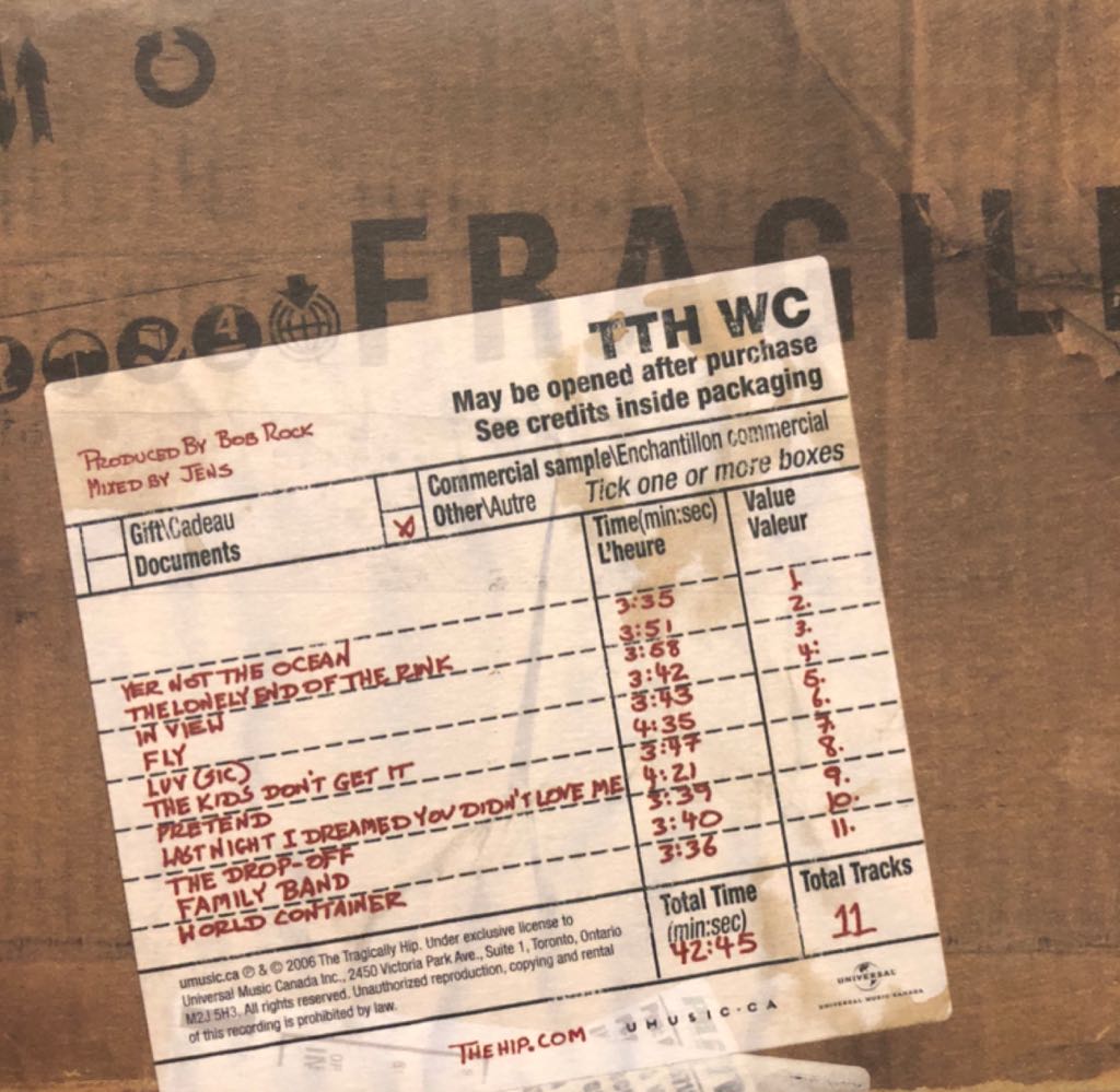 World Container - Tragically Hip, The (CD - 43) music collectible [Barcode 602517055896] - Main Image 2