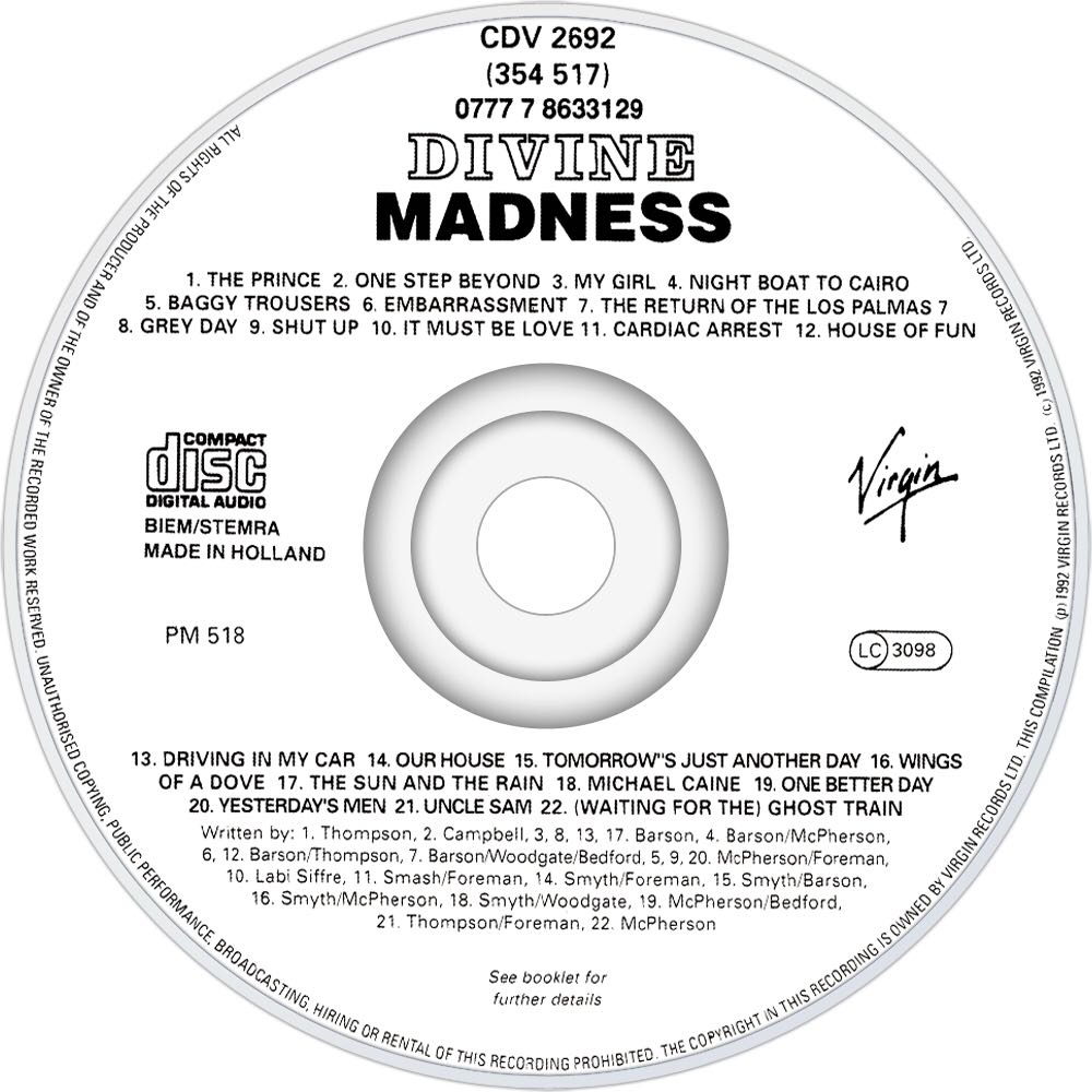 Divine Madness - 305 - Madness (CD - 77) music collectible [Barcode 5012981269227] - Main Image 4