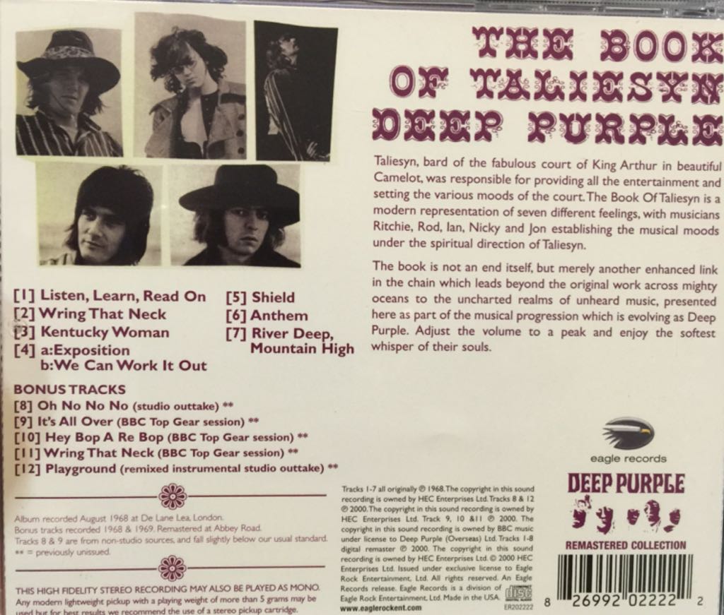 The Book of Taliesyn - Deep Purple (CD - 65) music collectible [Barcode 826992022222] - Main Image 2