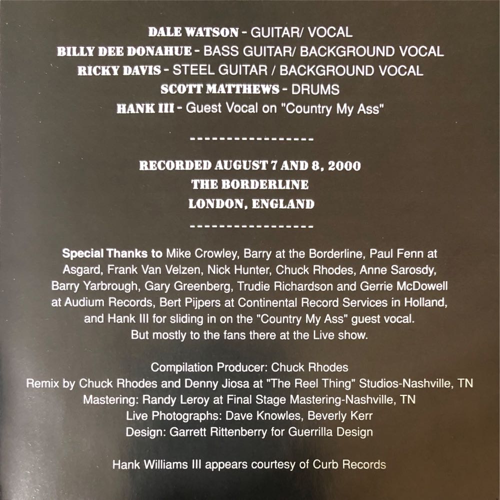 Live in London...England (MP3) - Watson, Dale (MP3) music collectible [Barcode 684038815722] - Main Image 3