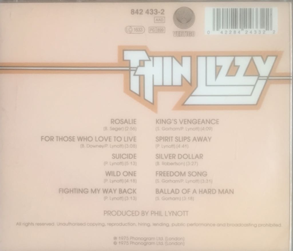 Fighting - Thin Lizzy (CD-R - 38) music collectible [Barcode 042284243322] - Main Image 2