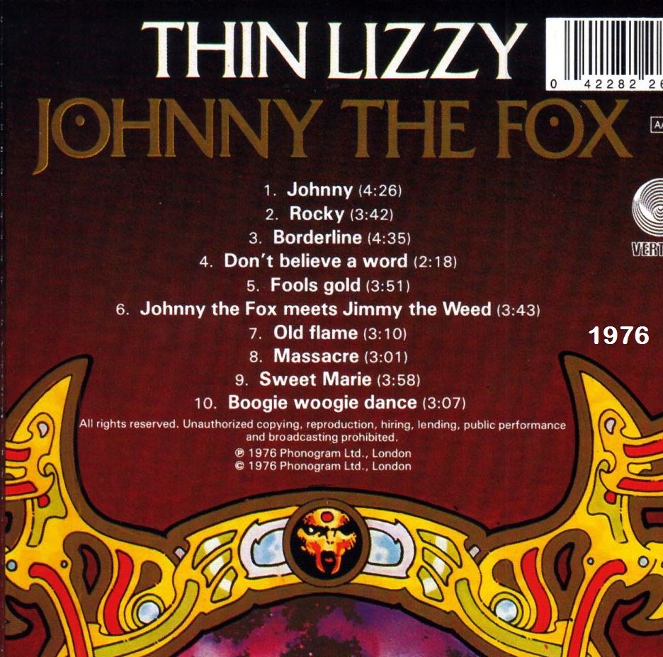 Johnny The Fox - Thin Lizzy (CD - 36) music collectible - Main Image 3