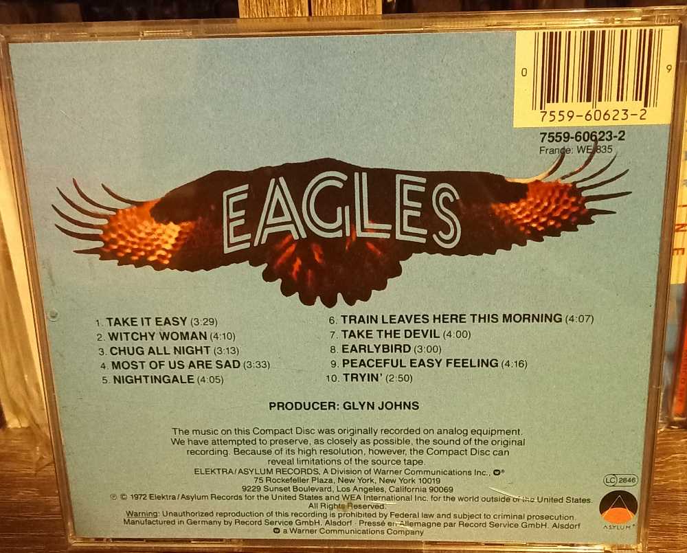 Take it easy - Eagles (CD - 37) music collectible [Barcode 075596062329] - Main Image 3