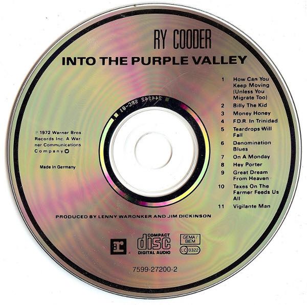 Into The Purple Valley - Cooder, Ry (CD - 37) music collectible [Barcode 075992720021] - Main Image 4