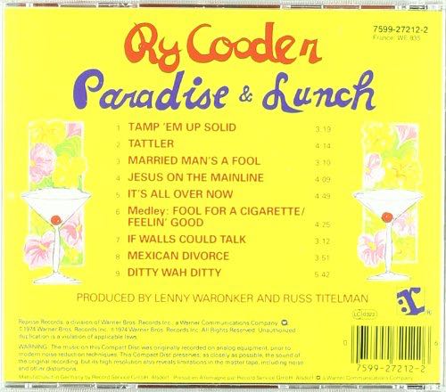 Paradise and Lunch - Cooder, Ry (CD - 37) music collectible [Barcode 075992721226] - Main Image 2