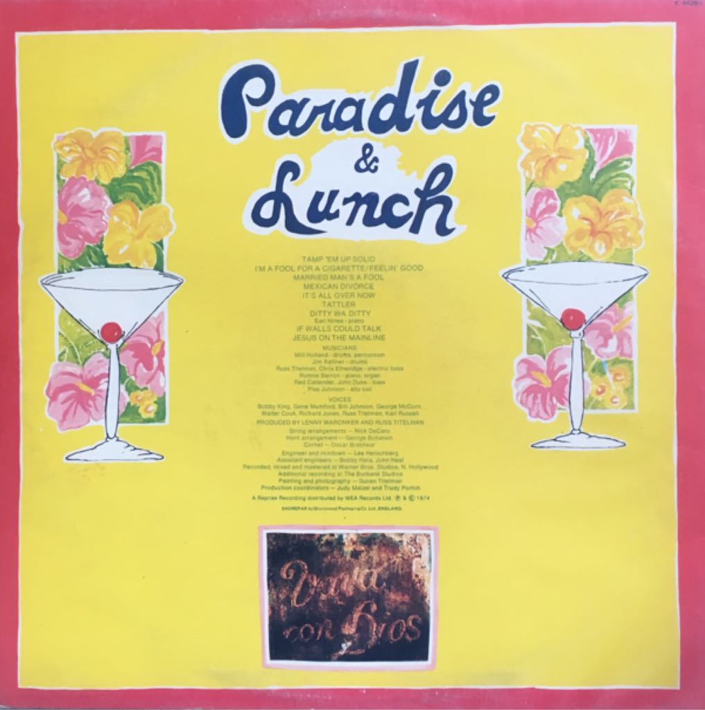 Paradise and Lunch - Ry Cooder (12” - 37) music collectible - Main Image 2