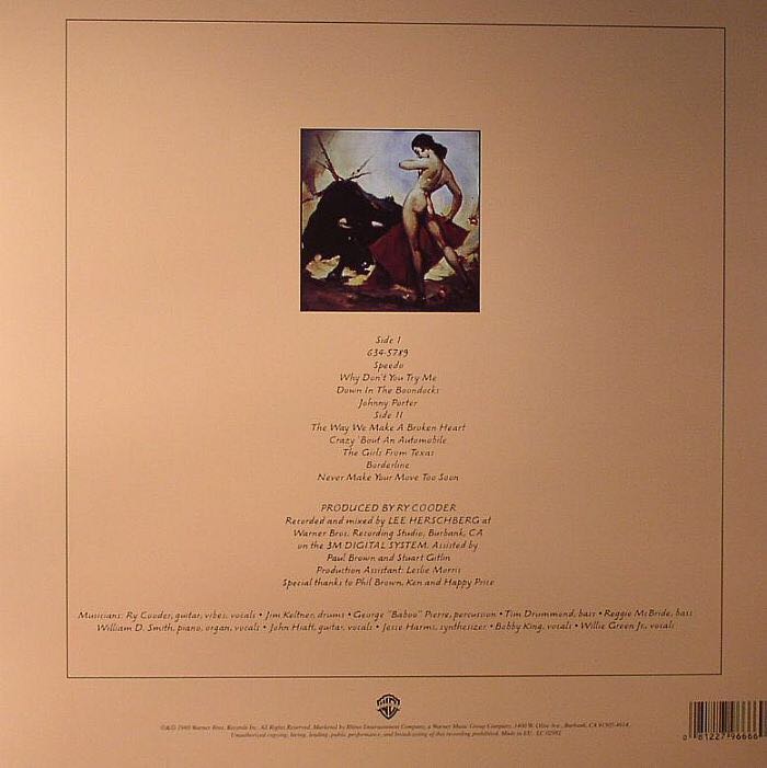 Borderline - Cooder, Ry (12”) music collectible [Barcode 093624885221] - Main Image 2