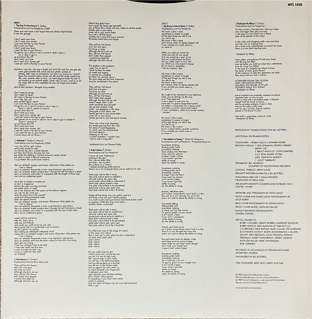 Aliens Ate My Buick - Dolby, Thomas (12”) music collectible [Barcode 077774807517] - Main Image 4