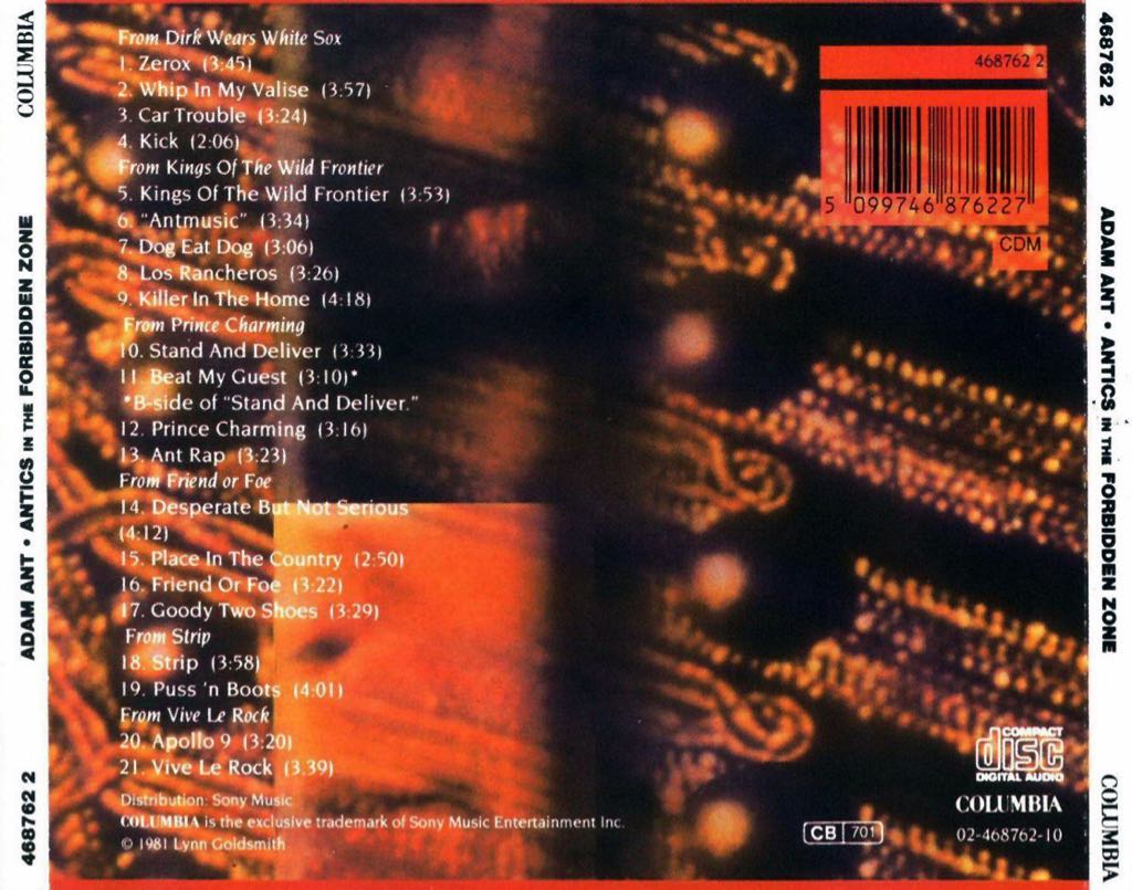 CD : Antics In The Forbidden Zone - Adam Ant (CD - 73) music collectible [Barcode 074644681925] - Main Image 2