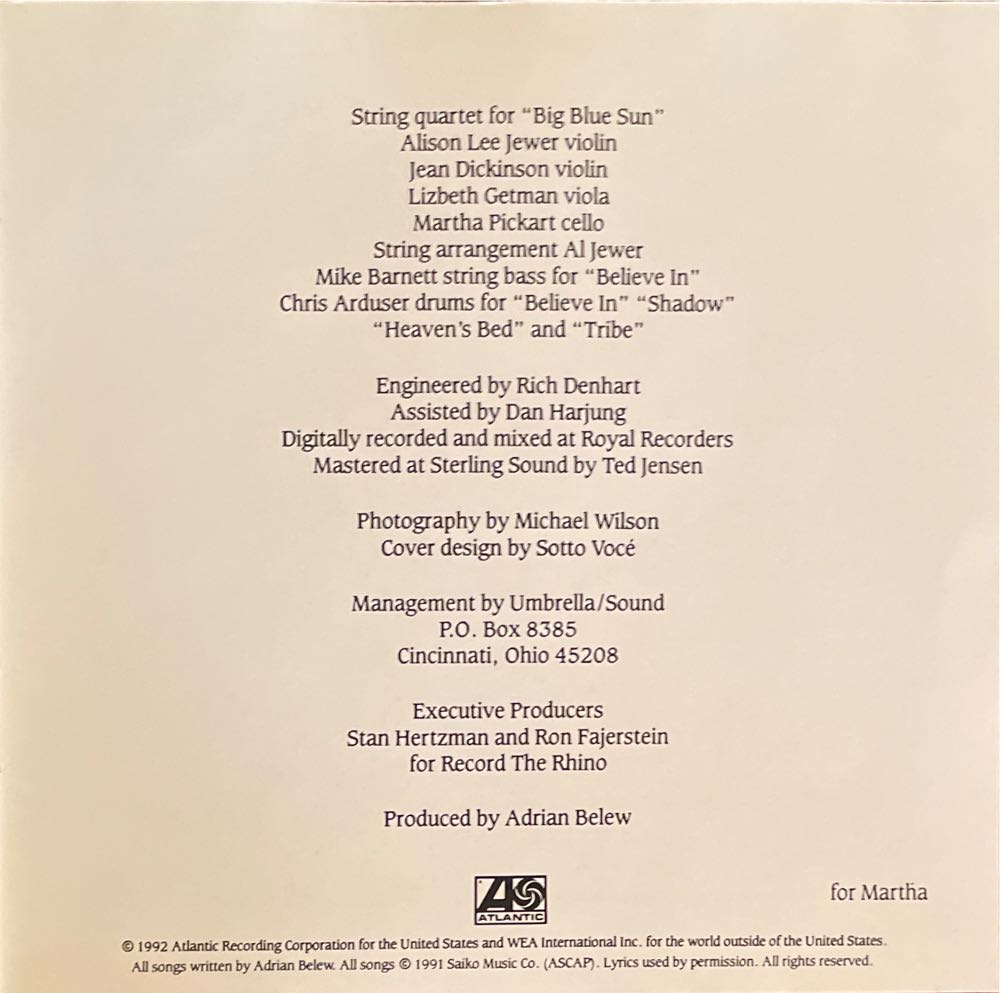 Inner Revolution - Belew, Adrian (CD - 40) music collectible [Barcode 075678237027] - Main Image 4