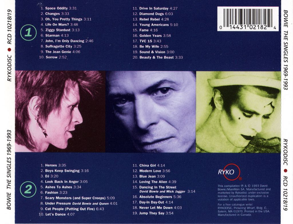 Bowie, The Singles 1969 to 1993 - David Bowie (CD - 155) music collectible [Barcode 014431021824] - Main Image 2