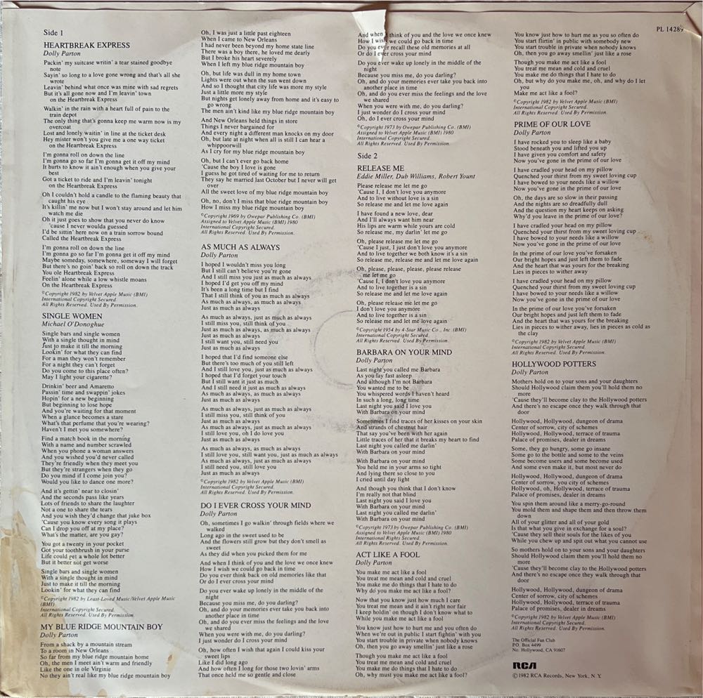 Heartbreak Express - Parton, Dolly (12” - 32) music collectible [Barcode 078635428919] - Main Image 4