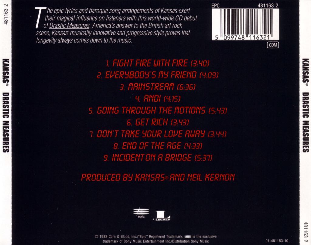 Drastic Measures - Kansas (12”) music collectible - Main Image 2