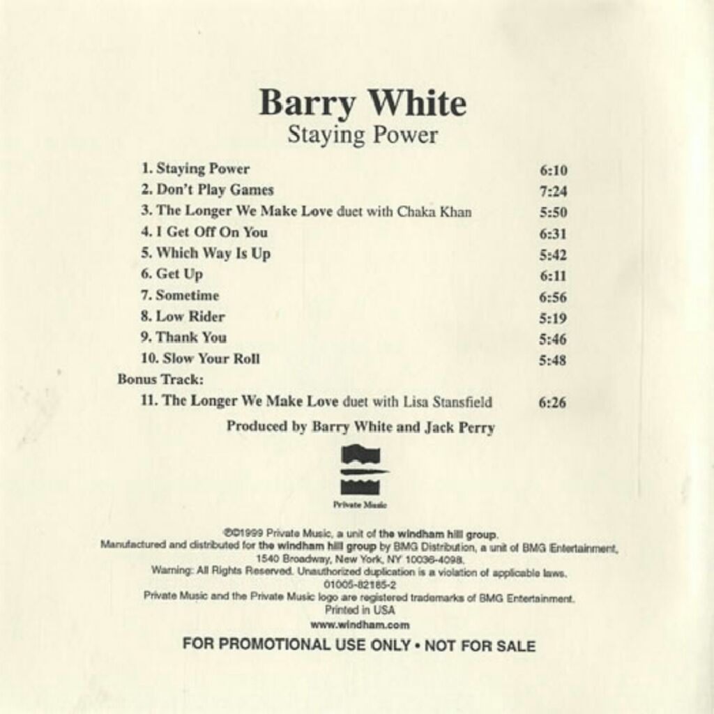 Staying Power - Barry White (CD) music collectible - Main Image 2