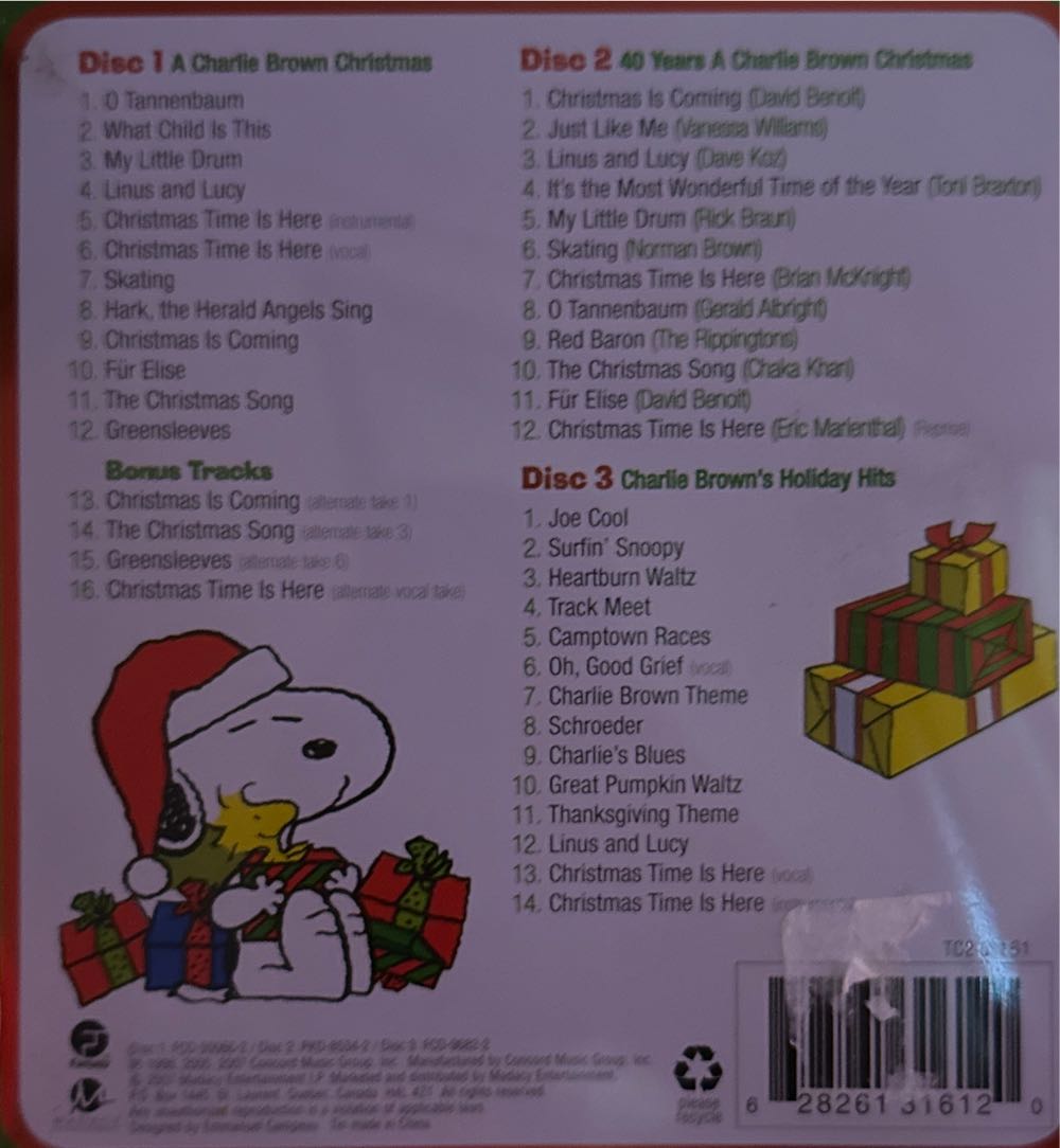 A Charlie Brown Christmas 3 CD’S - Christmas Charlie Brown (CD) music collectible [Barcode 628261316120] - Main Image 2