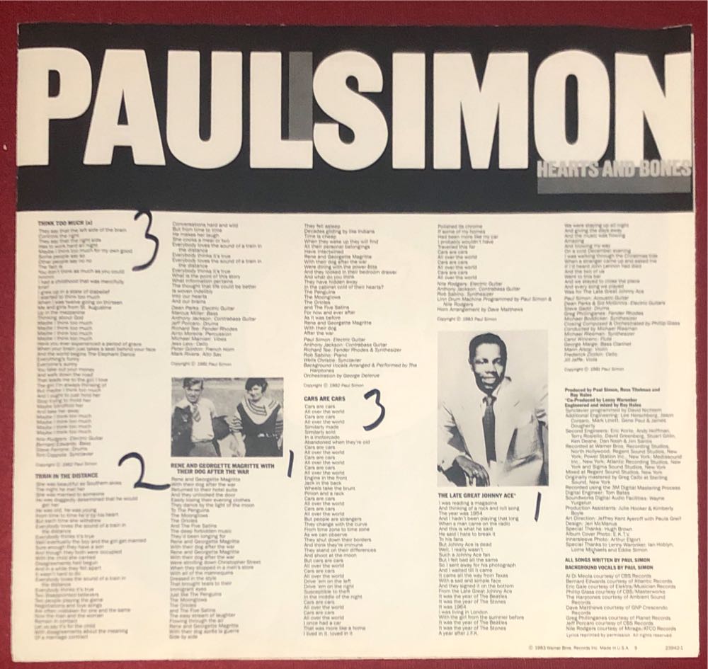 Hearts And Bones - Paul Simon (12” - 41) music collectible [Barcode 075992394215] - Main Image 4