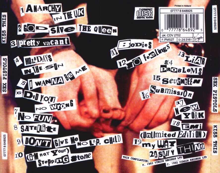 Kiss This - Sex Pistols (CD) music collectible [Barcode 077778648925] - Main Image 2