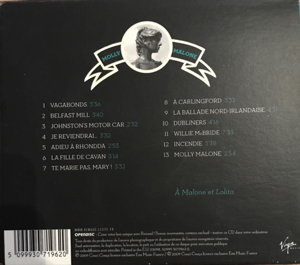 Molly Malone: balade irlandaise - Renaud (CD) music collectible [Barcode 5099930719620] - Main Image 2