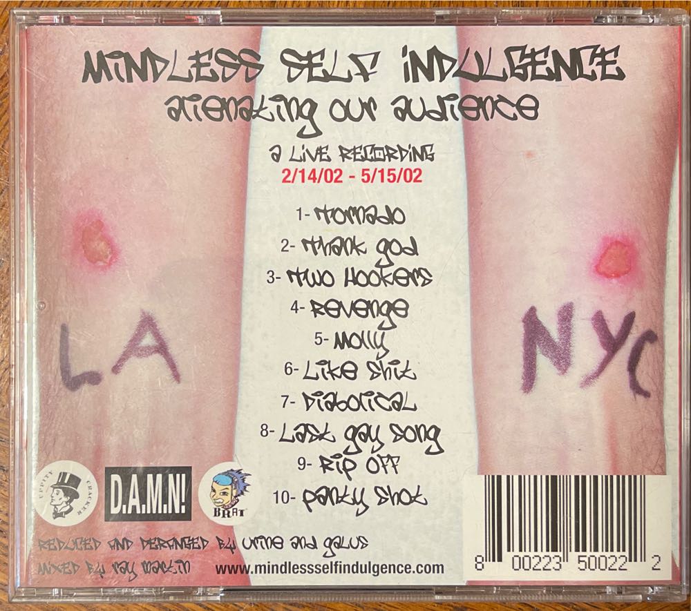 Alienating Our Audience: Live - Mindless Self Indulgence (CD - 23) music collectible [Barcode 800223500222] - Main Image 3