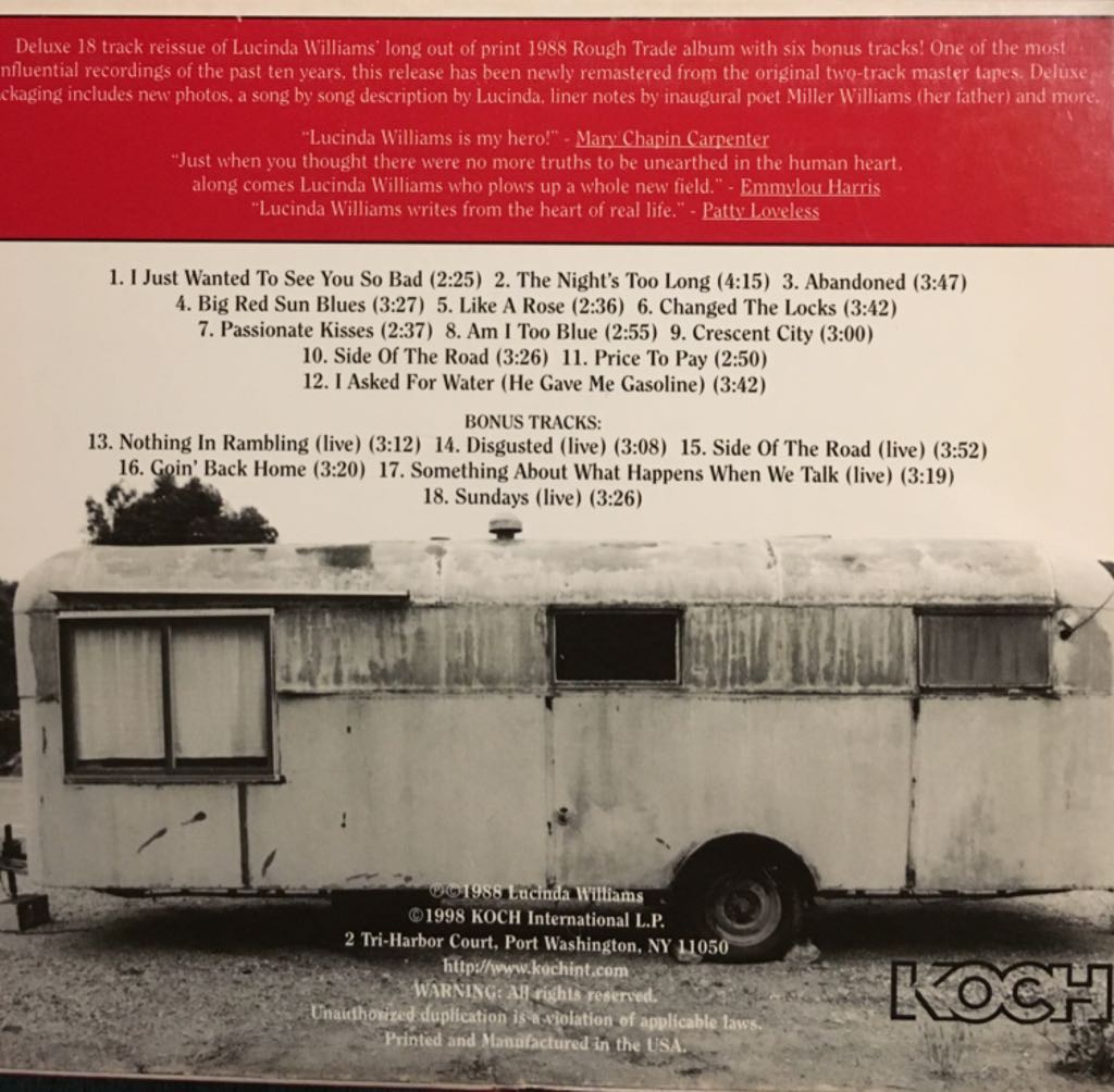 Lucinda Williams - Lucinda Williams (CD) music collectible [Barcode 099923800521] - Main Image 2