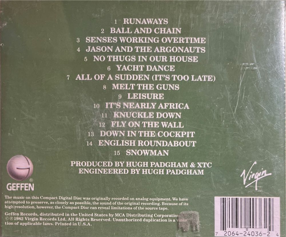 English Settlement - XTC (CD - 62) music collectible [Barcode 720642403624] - Main Image 2