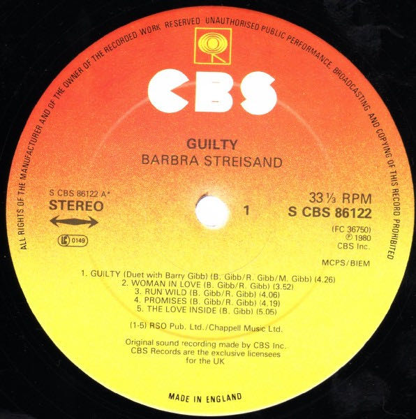 Guilty - Streisand, Barbra (12” - 42) music collectible [Barcode 07464367502] - Main Image 3