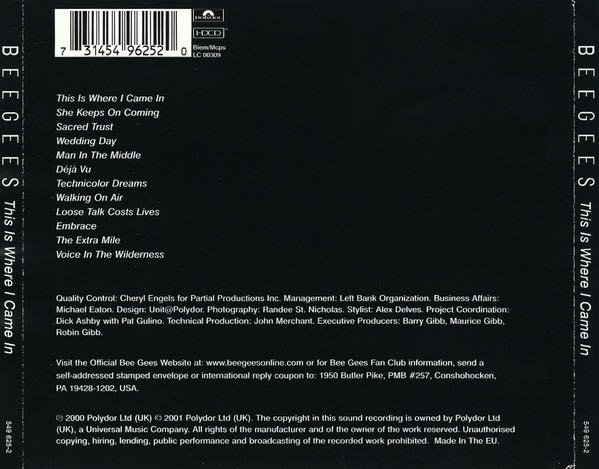 This Is Where I Came In - Bee Gees (CD) music collectible [Barcode 731458797722] - Main Image 2