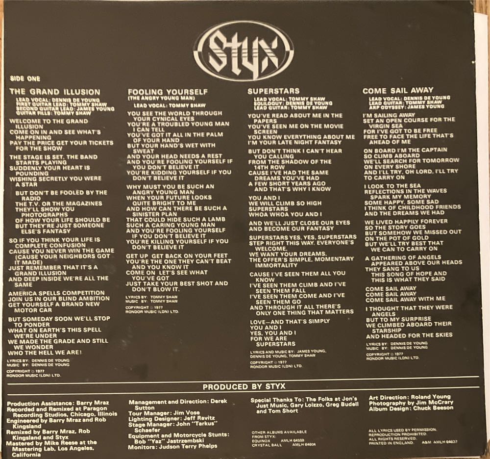 The Grand Illusion - Styx (12”) music collectible - Main Image 3