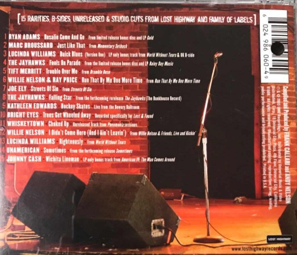 Lost Highway: Lost and Found Volume 1 - Various Artists (CD) music collectible [Barcode 602498606049] - Main Image 2