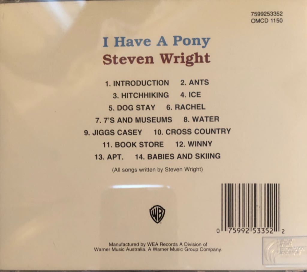 I Have a Pony - Steven Wright (12”) music collectible [Barcode 075992533522] - Main Image 2