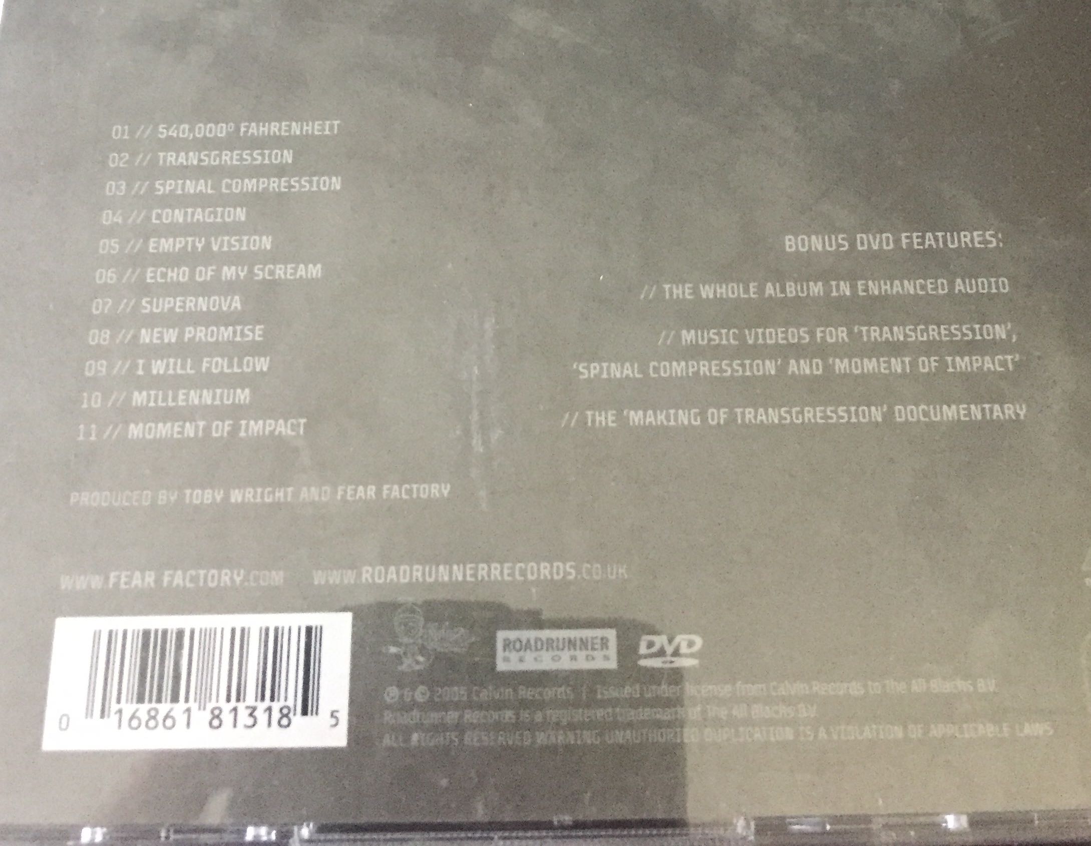Transgression - Fear Factory (CD) music collectible [Barcode 016861813185] - Main Image 2