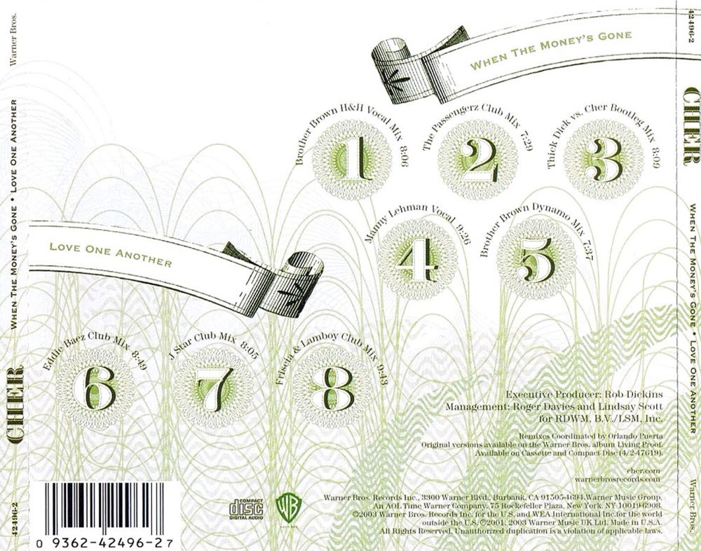 When The Money’s Gone / Love One Another - Cher (CD) music collectible [Barcode 093624249627] - Main Image 2