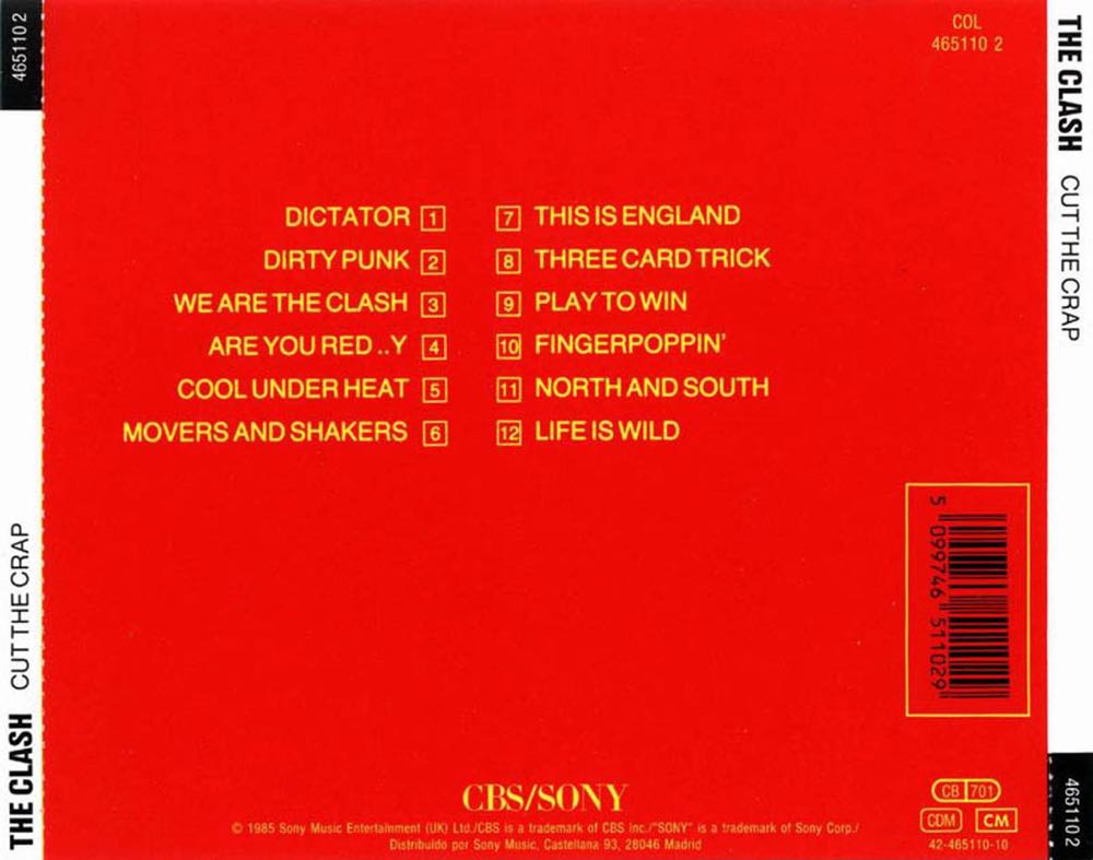 Cut The Crap - The Clash (CD-R - 38) music collectible [Barcode 5099746511029] - Main Image 3