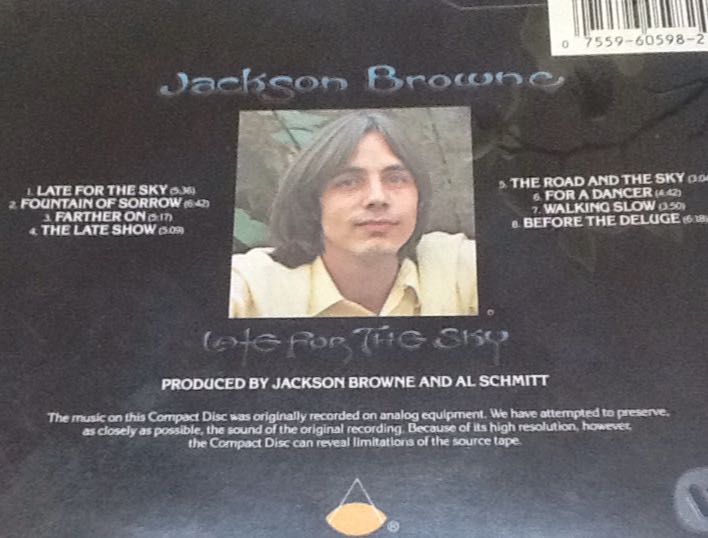 Late for the Sky - Browne, Jackson (12” - 41) music collectible [Barcode 075596059824] - Main Image 2
