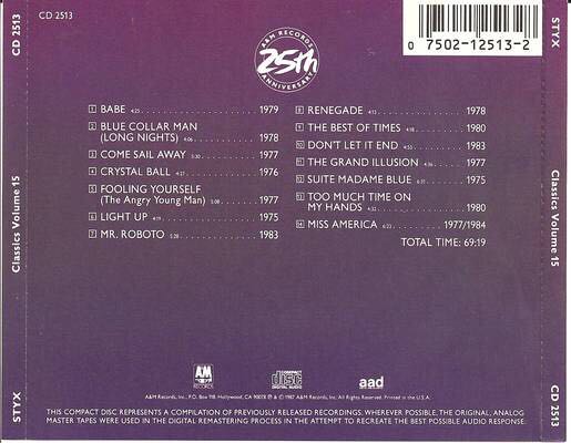 Classics Vol. 15 - Styx (CD - 69:19) music collectible - Main Image 2