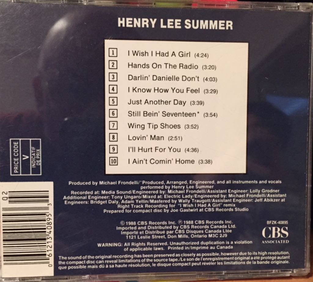 Henry Lee Summer - Summer, Henry Lee (CD - 38) music collectible [Barcode 061213408953] - Main Image 2