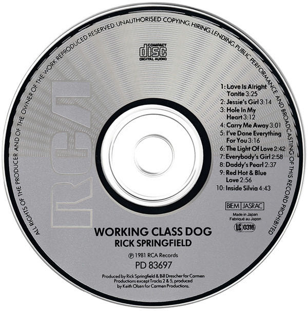 Working Class Dog - Rick Springfield (CD) music collectible [Barcode 078635369724] - Main Image 3