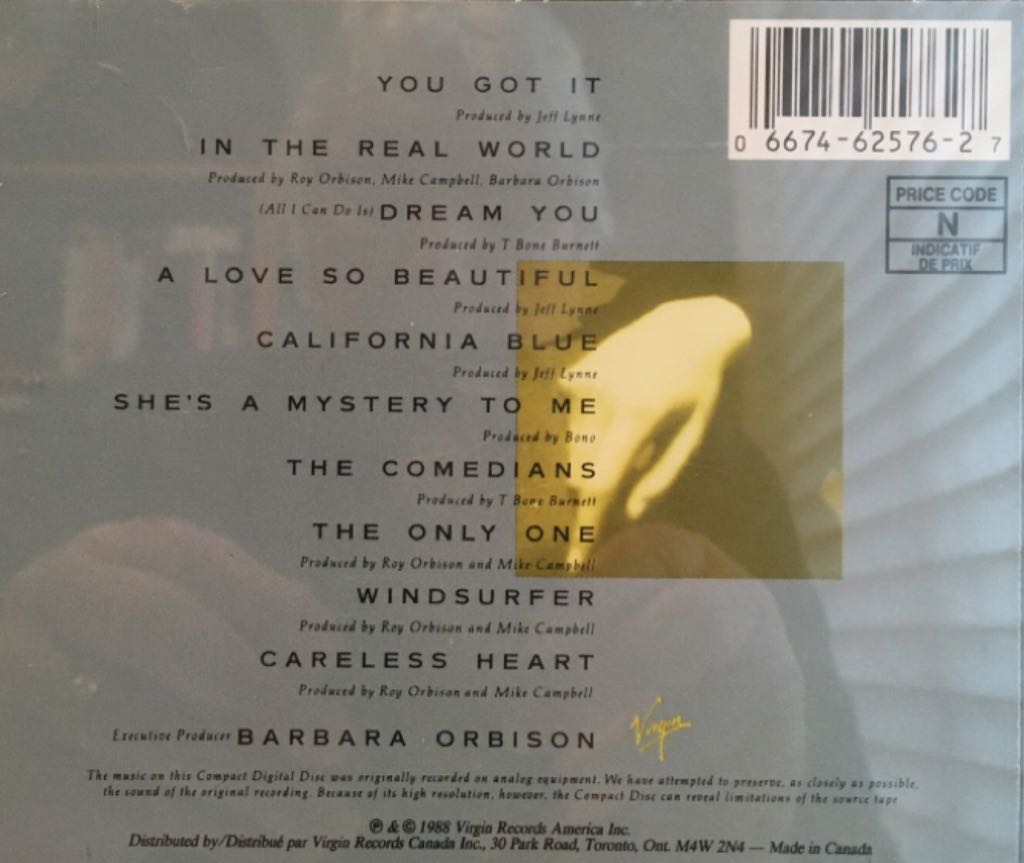 Mystery Girl - Roy Orbison (CD - 3817) music collectible [Barcode 066746257627] - Main Image 2