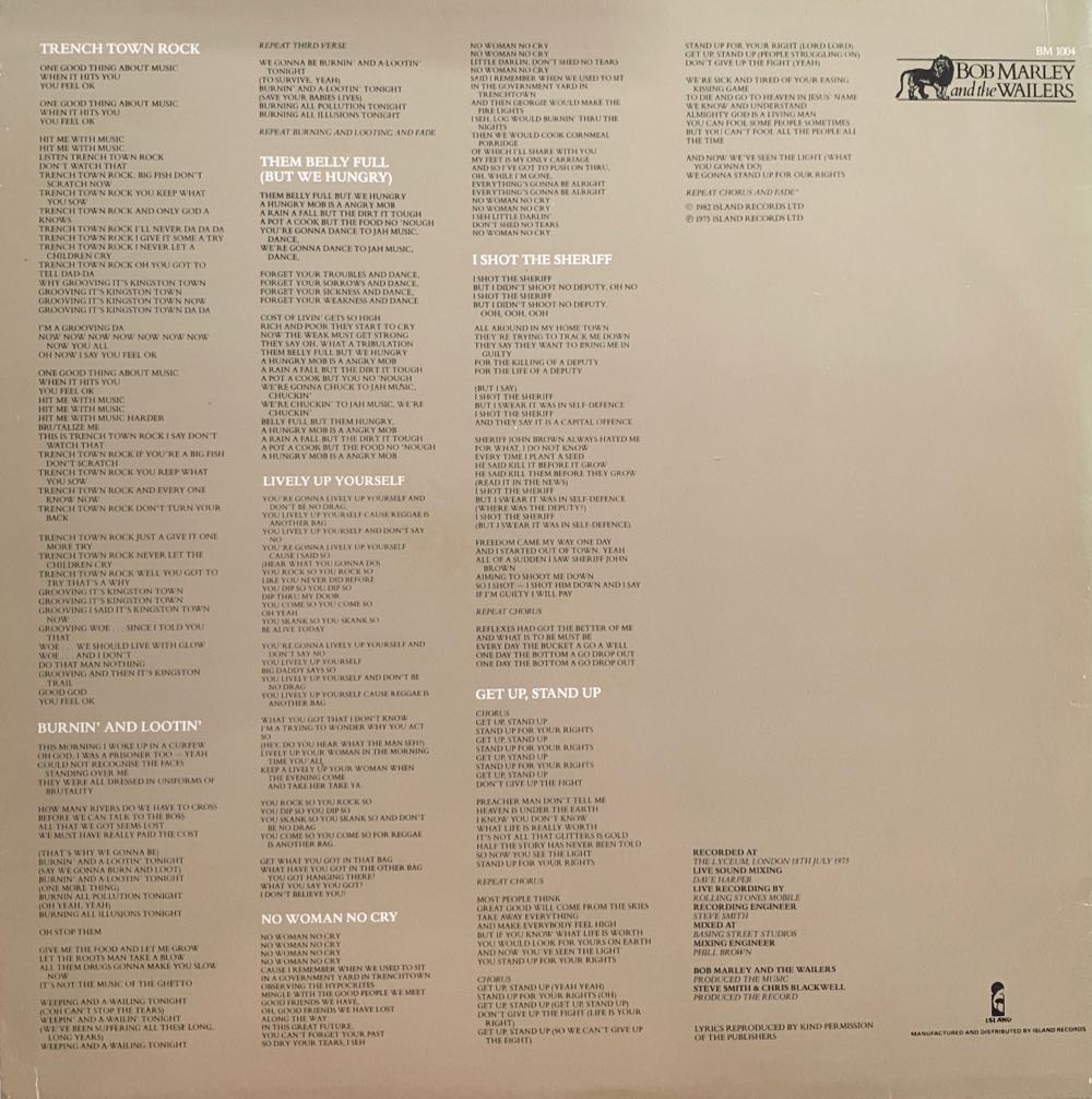 Live! - Bob Marley and the Wailers (12”) music collectible [Barcode 011661605824] - Main Image 2