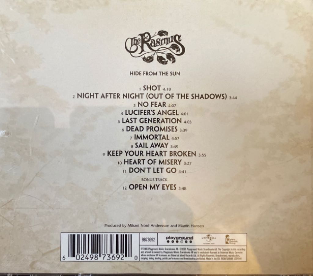 Hide From The Sun - The Rasmus (CD - 48.14) music collectible [Barcode 602498736920] - Main Image 2