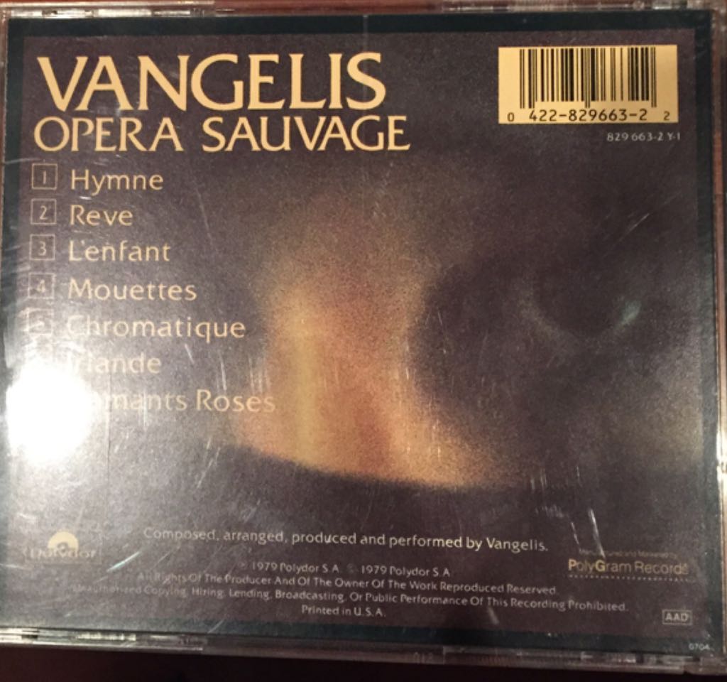 Opera Sauvage - Vangelis (CD - 43) music collectible [Barcode 042282966322] - Main Image 2