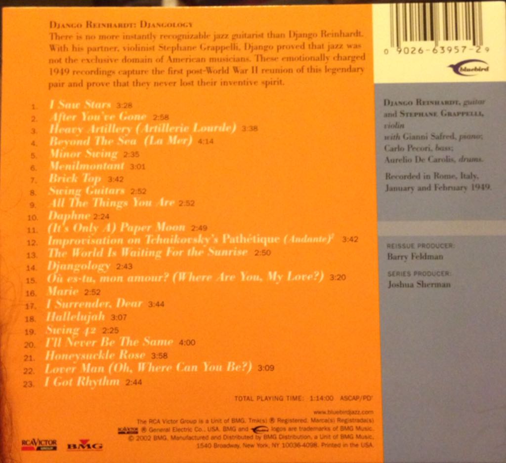 Djangology - Reindhart, Django (CD - 74) music collectible [Barcode 090266395729] - Main Image 2