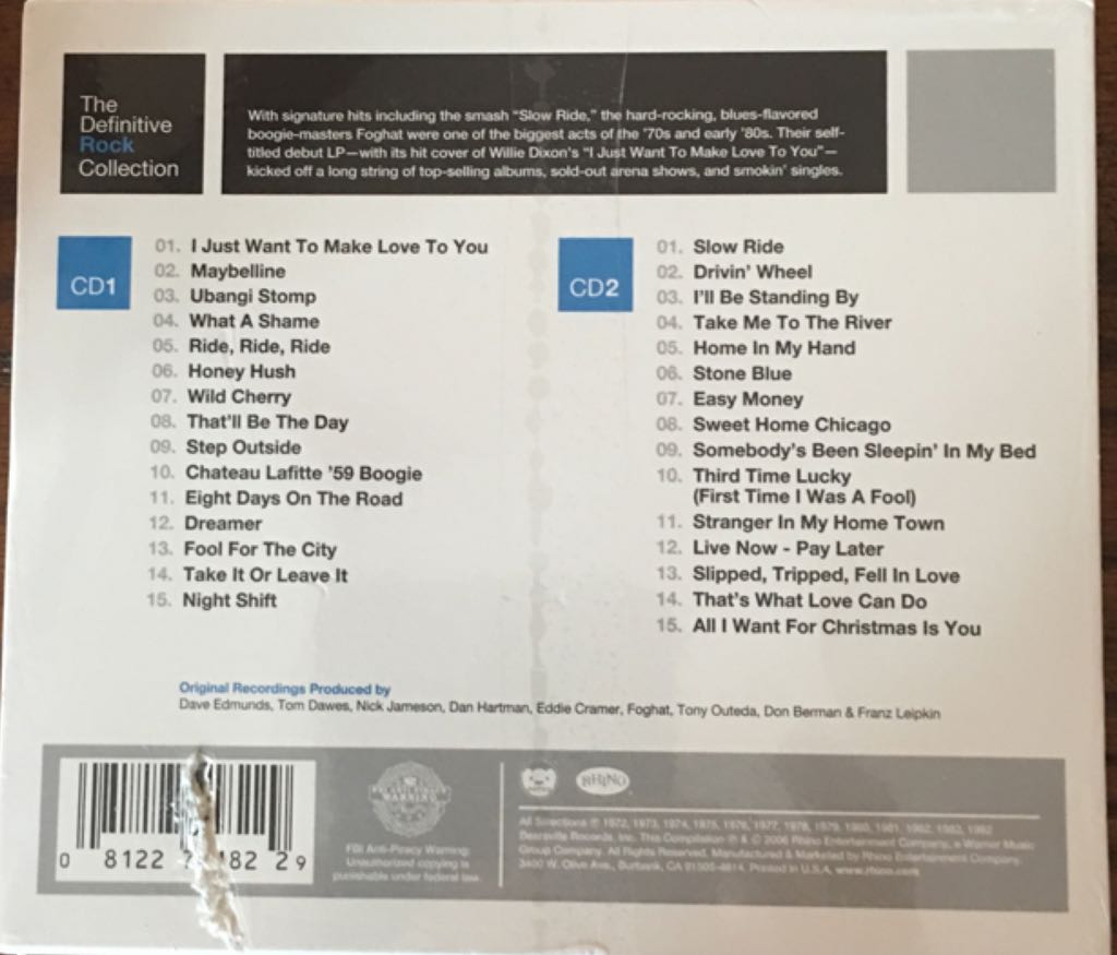 Foghat: The Definitive Rock Collection - Foghat (CD) music collectible [Barcode 081227418229] - Main Image 2