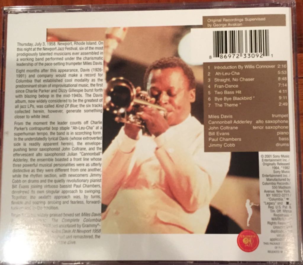 Miles Davis At Newport 1958 - Davis, Miles (CD - 41) music collectible [Barcode 886972330921] - Main Image 2
