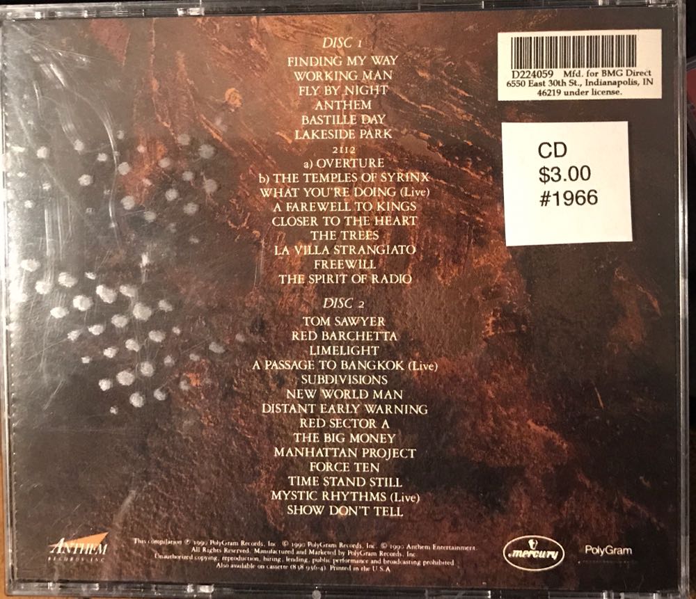 Chronicles - Rush (CD - 70) music collectible [Barcode 777497867231] - Main Image 2